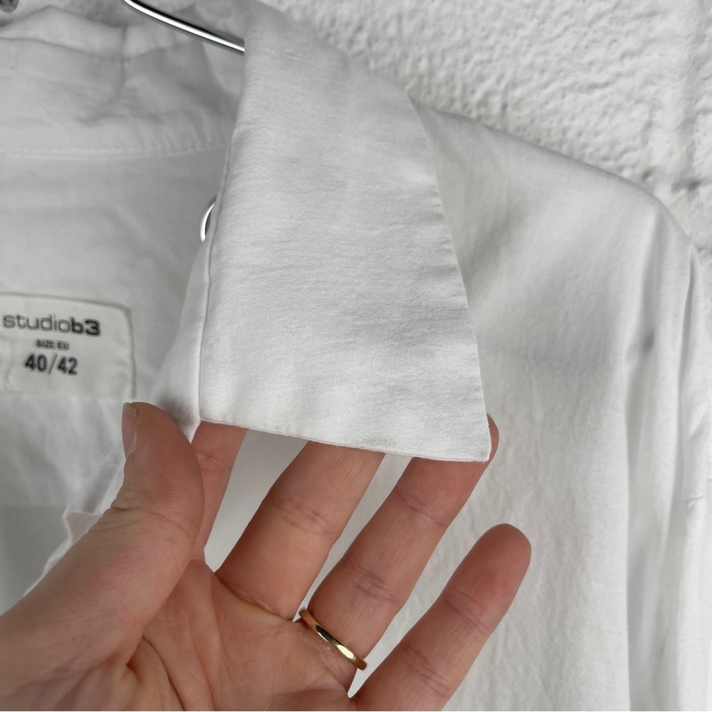 Studio B3 White Button Down Cotton Tunic Blouse Size 40/42 - Picture 4 of 14